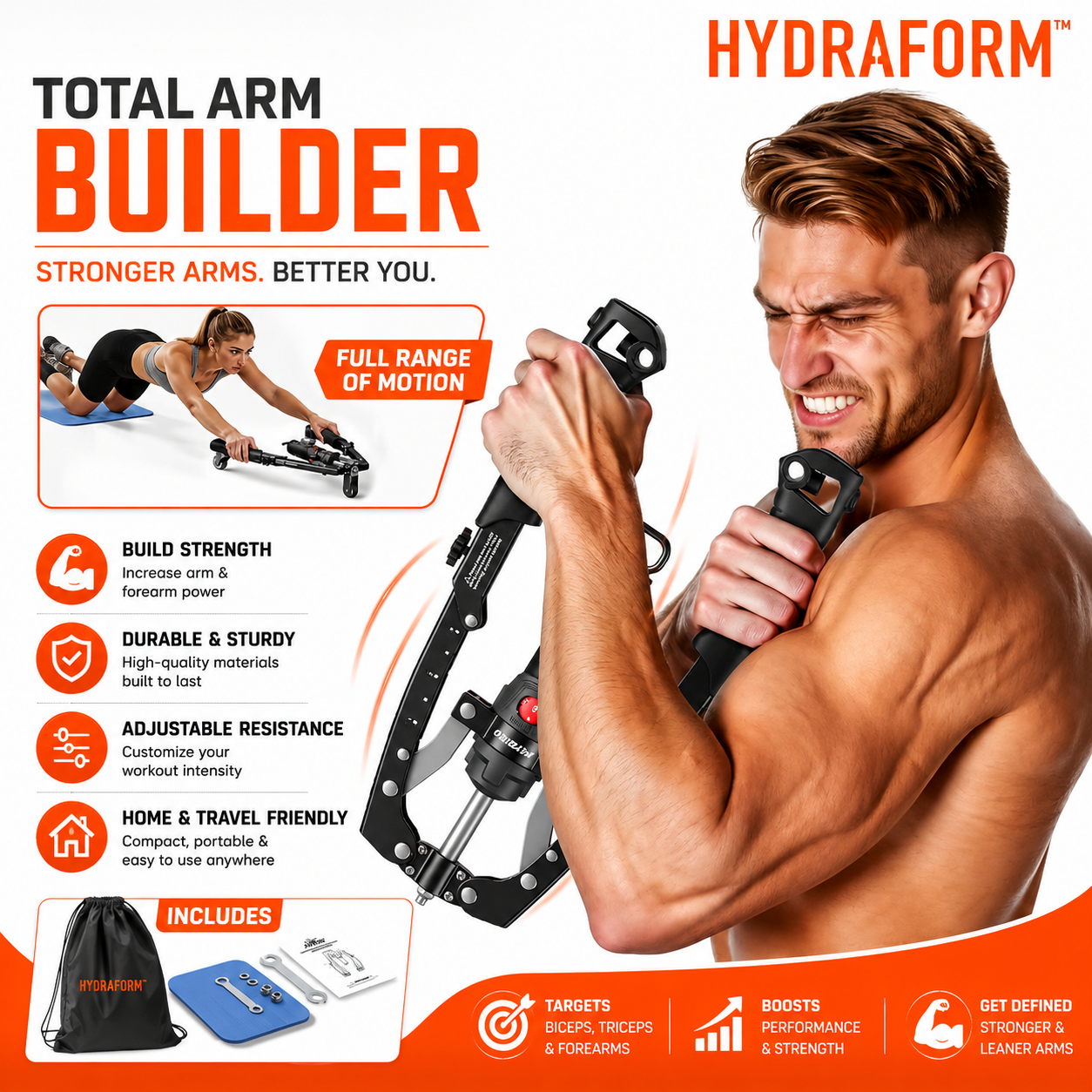 HydraForm™ 3-in-1 Hydraulic Chest & Arm Exerciser